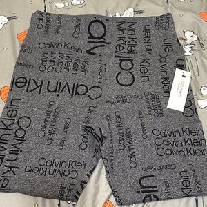 Calvin Klein Black and Gray Logo Print Shorts